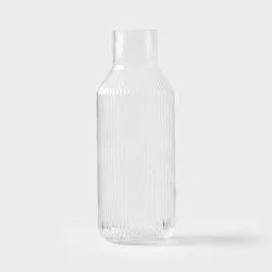 Ribbed Glass Carafe Clear - Threshold™: Dishwasher-Safe Beverage Server, 50oz Cold Drink Pitcher, Cadmium-Free Glass