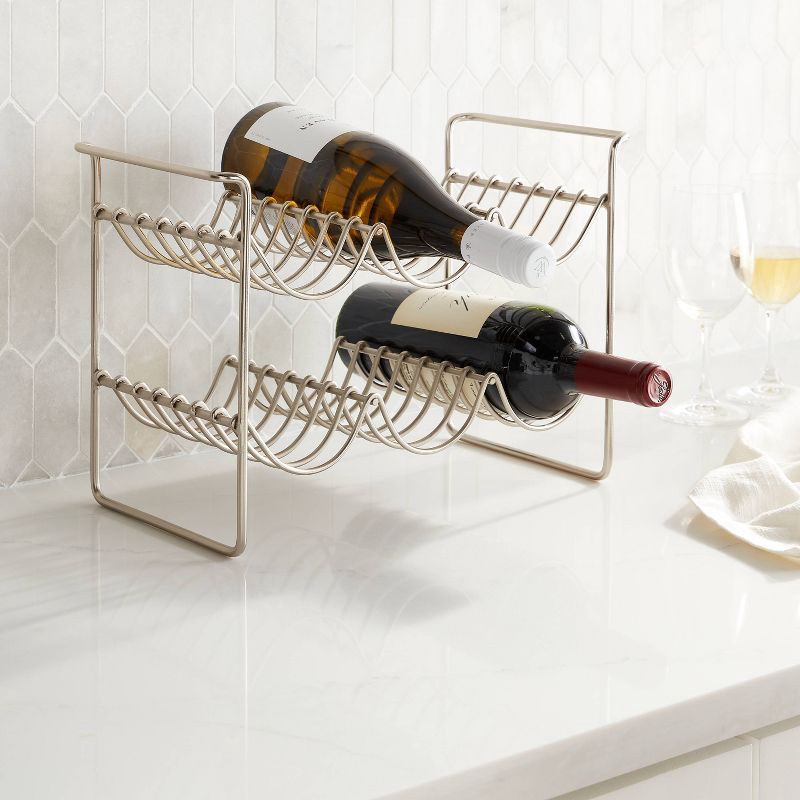 slide 2 of 3, 6 Bottles Metal Wire Wine Rack Brushed Nickel - Threshold™, 6 ct
