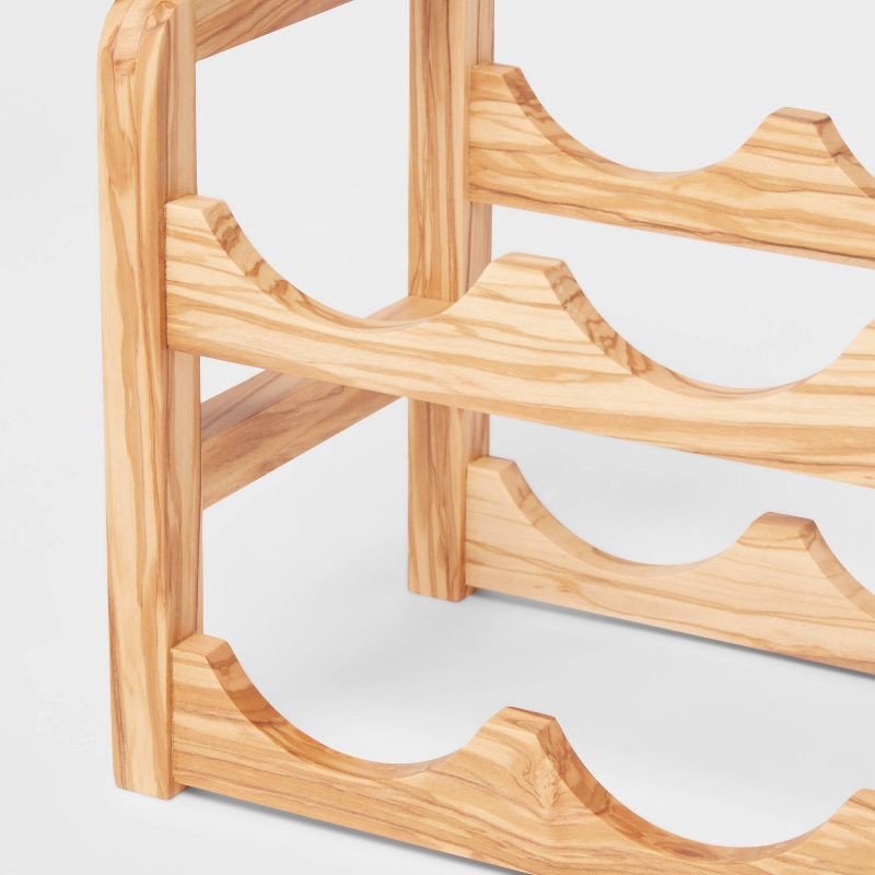 slide 3 of 3, 6 Bottles Olivewood Wine Rack Brown - Threshold™: Countertop Holder, Freestanding, Multi-Compartments, Varnished Wood, 6 ct