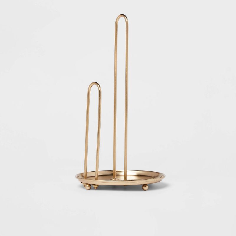slide 1 of 3, Delavan Collection Metal Wire Paper Towel Holder Gold - Threshold™: Gold Kitchen Accessories, Napkin Holder, Freestanding, 1 ct