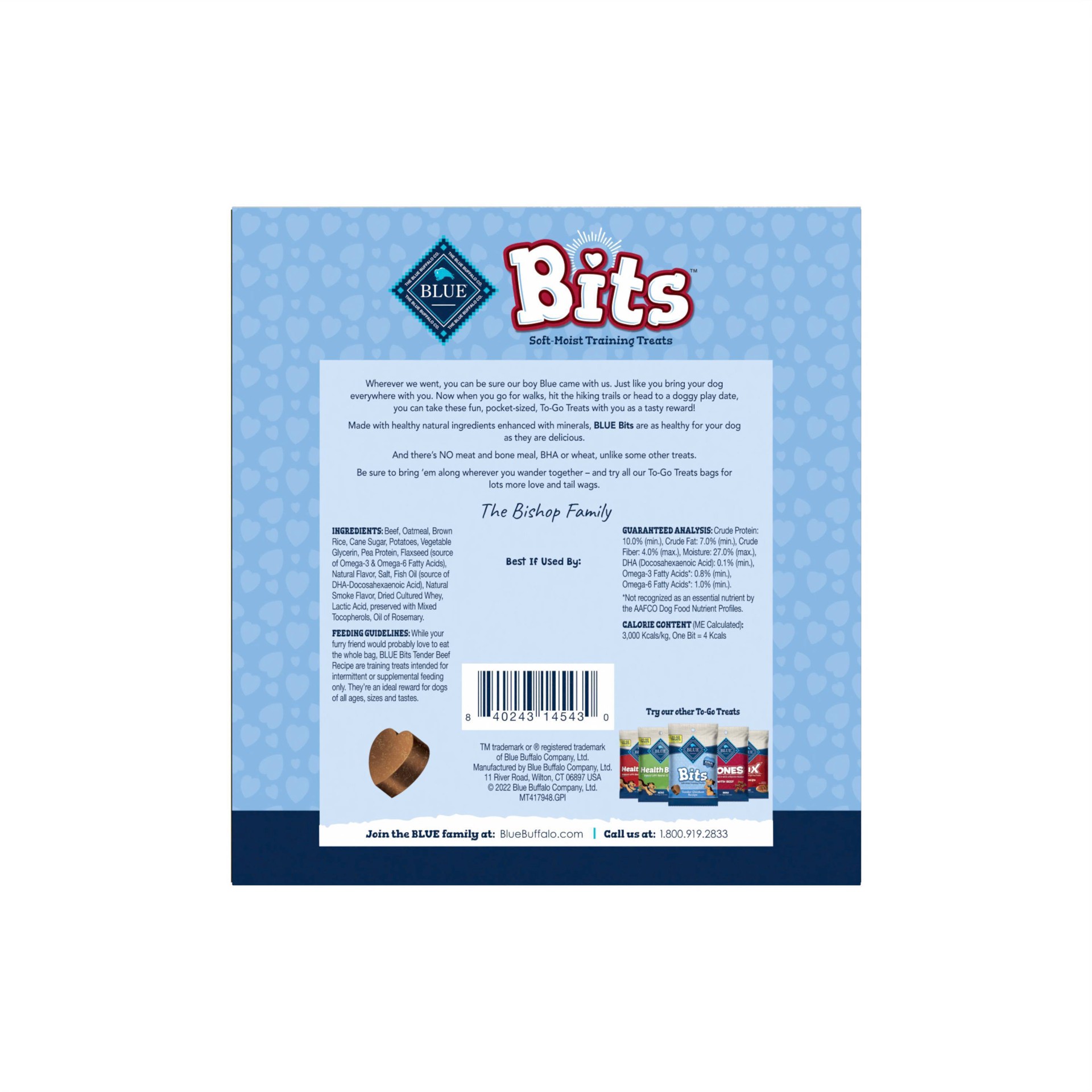 slide 2 of 3, Blue Buffalo Bits To Go Multipack Beef Flavor Dry Dog Food - 1oz/12ct, 12 ct; 1 oz