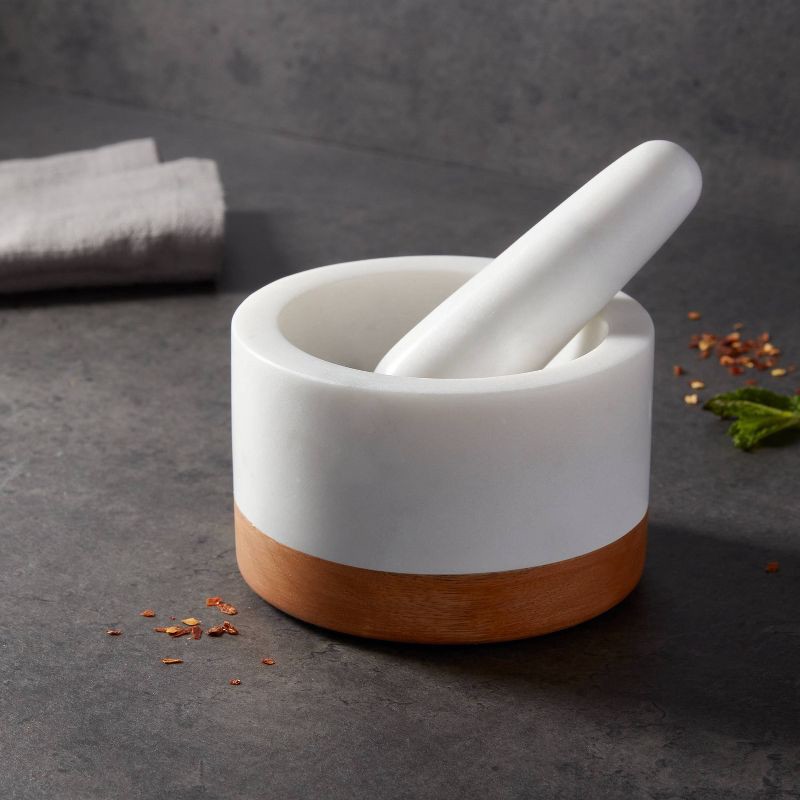 slide 2 of 3, Marble/Wood Mortar and Pestle - Threshold™, 1 ct
