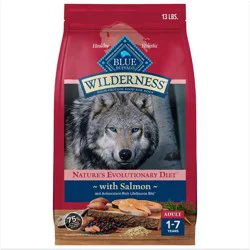 Blue Buffalo Wilderness High Protein Natural Adult Dry Dog Food plus Wholesome Grains with Salmon - 13lbs