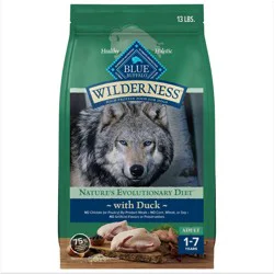 Blue Buffalo Wilderness High Protein Natural Adult Dry Dog Food plus Wholesome Grains with Duck - 13lbs