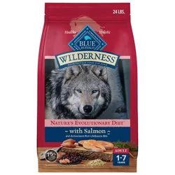 Blue Buffalo Wilderness High Protein Natural Adult Dry Dog Food plus Wholesome Grains, Salmon - 24lbs