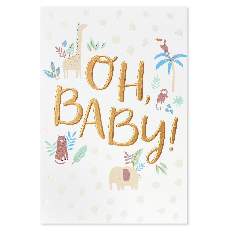 slide 4 of 5, Carlton Cards Lettering with Animals Baby Shower Card, 1 ct