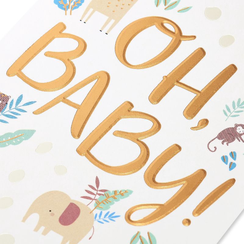 slide 5 of 5, Carlton Cards Lettering with Animals Baby Shower Card, 1 ct