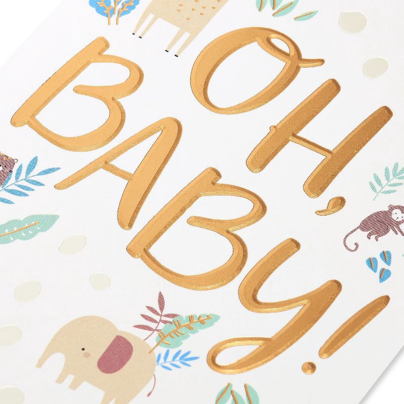 slide 5 of 5, American Greetings Baby Shower Card Oh Baby! Zoo Animals Includes Envelope, 1 ct
