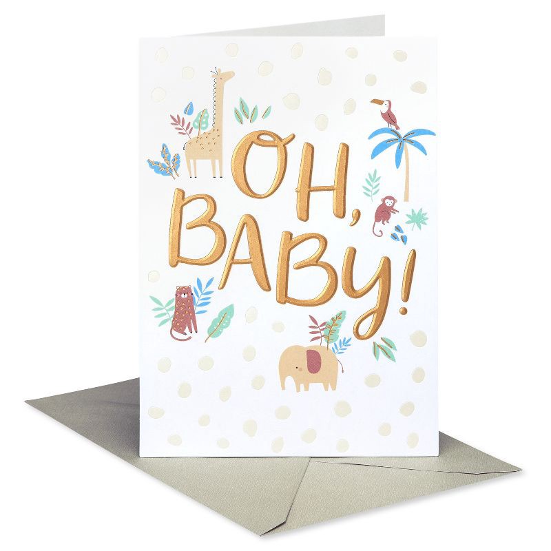 slide 1 of 5, Carlton Cards Lettering with Animals Baby Shower Card, 1 ct