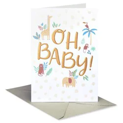 American Greetings Baby Shower Card Oh Baby! Zoo Animals Includes Envelope