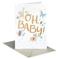 Carlton Cards Lettering with Animals Baby Shower Card