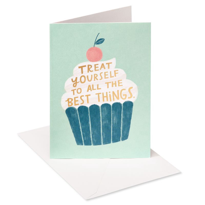 slide 1 of 5, American Greetings Birthday Card All the Best Cupcake Design Includes Envelope, 1 ct