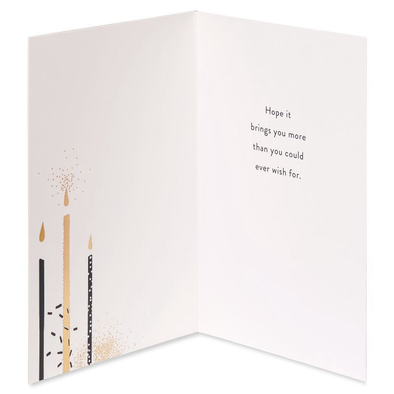 slide 2 of 6, American Greetings Birthday Card More Than You Could Wish For Black and Gold Candles Includes Envelope, 1 ct