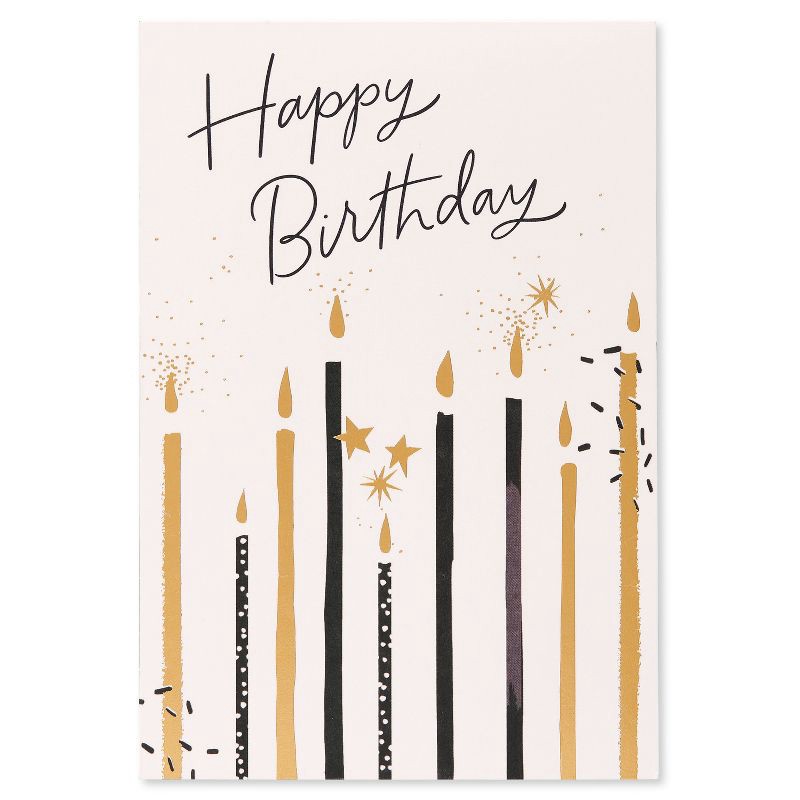 slide 4 of 6, American Greetings Birthday Card More Than You Could Wish For Black and Gold Candles Includes Envelope, 1 ct