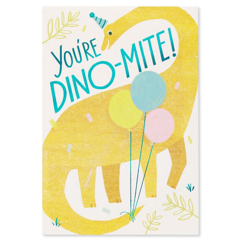 slide 4 of 5, American Greetings Kids' Birthday Card Dino-Mite Dinosaur Includes Envelope, 1 ct