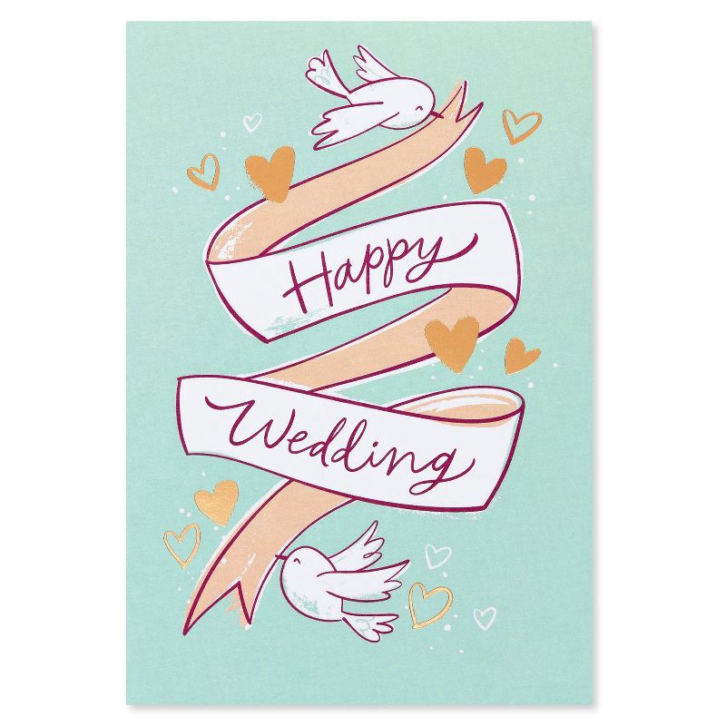 slide 1 of 5, Carlton Cards Wedding Card Banner with Doves, 1 ct