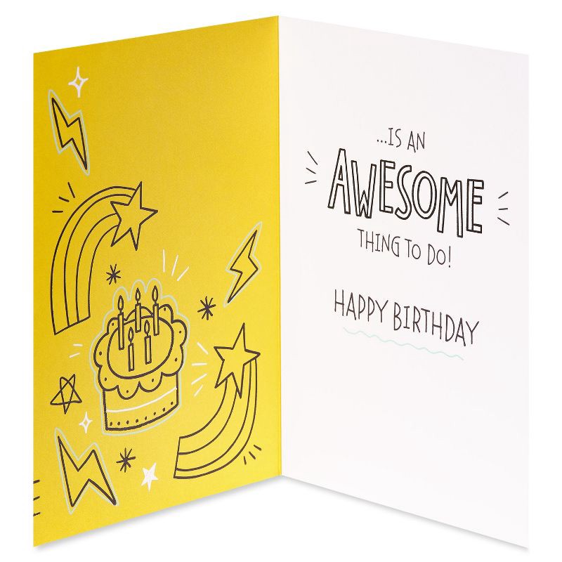 slide 2 of 6, American Greetings Kids' Birthday Card Awesome You Doodle Drawing Includes Envelope, 1 ct