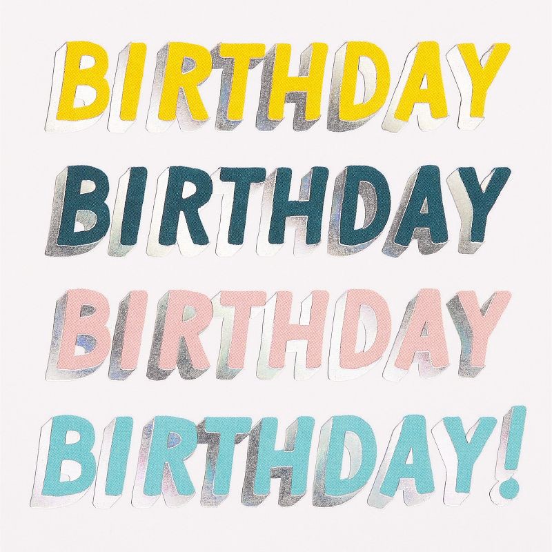 slide 3 of 5, American Greetings Birthday Card 'Happy Happy Happy Birthday' Lettering Includes Envelope, 1 ct