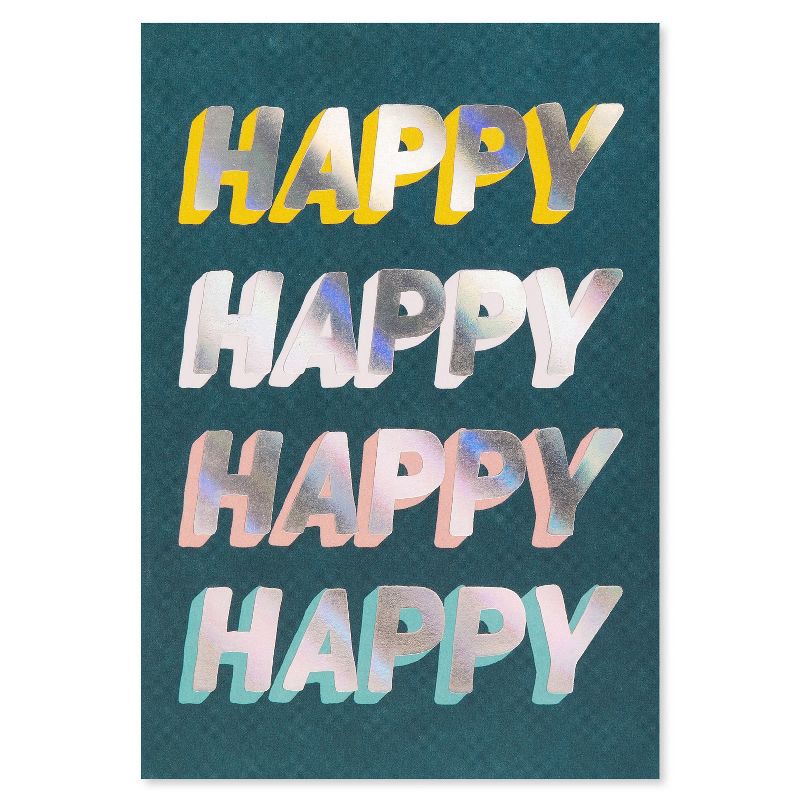 slide 4 of 5, American Greetings Birthday Card 'Happy Happy Happy Birthday' Lettering Includes Envelope, 1 ct