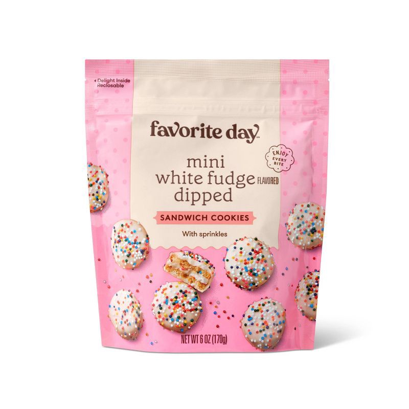 slide 1 of 3, Mini White Fudge Dipped Sandwich Cookies - 6oz - Favorite Day™, 6 oz