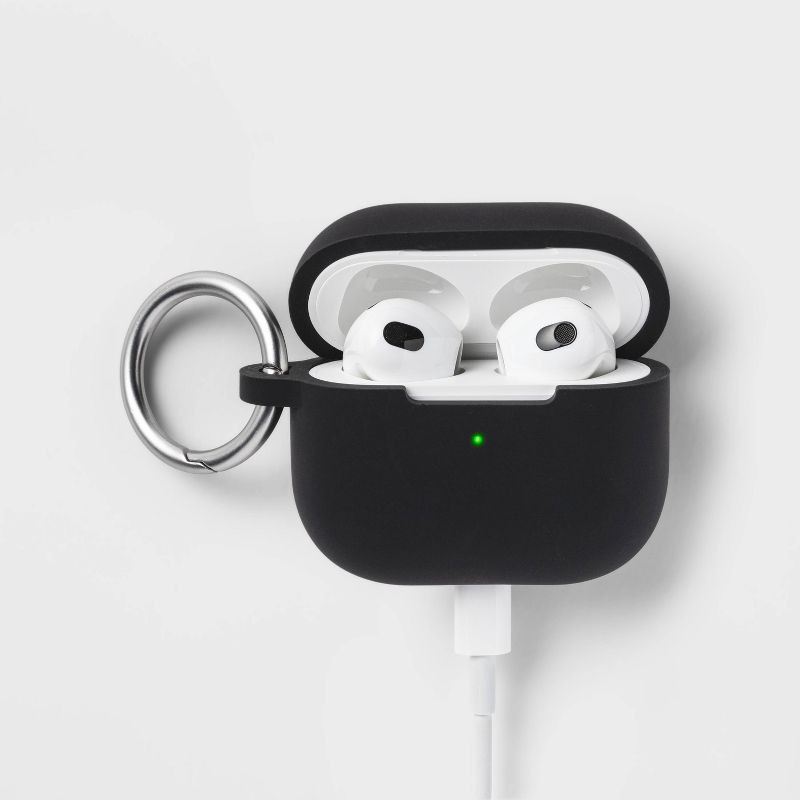 slide 2 of 3, AirPods (3rd Generation) Silicone Case with Clip - heyday™ Black with Silver, 1 ct