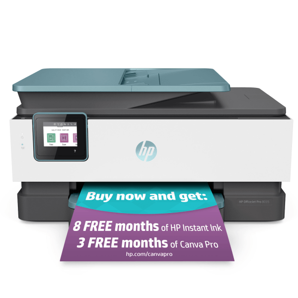 slide 2 of 9, HP Officejet Pro 8035 Wireless Inkjet All-In-One Color Printer With 8 Months Of Ink, Oasis, 1 ct