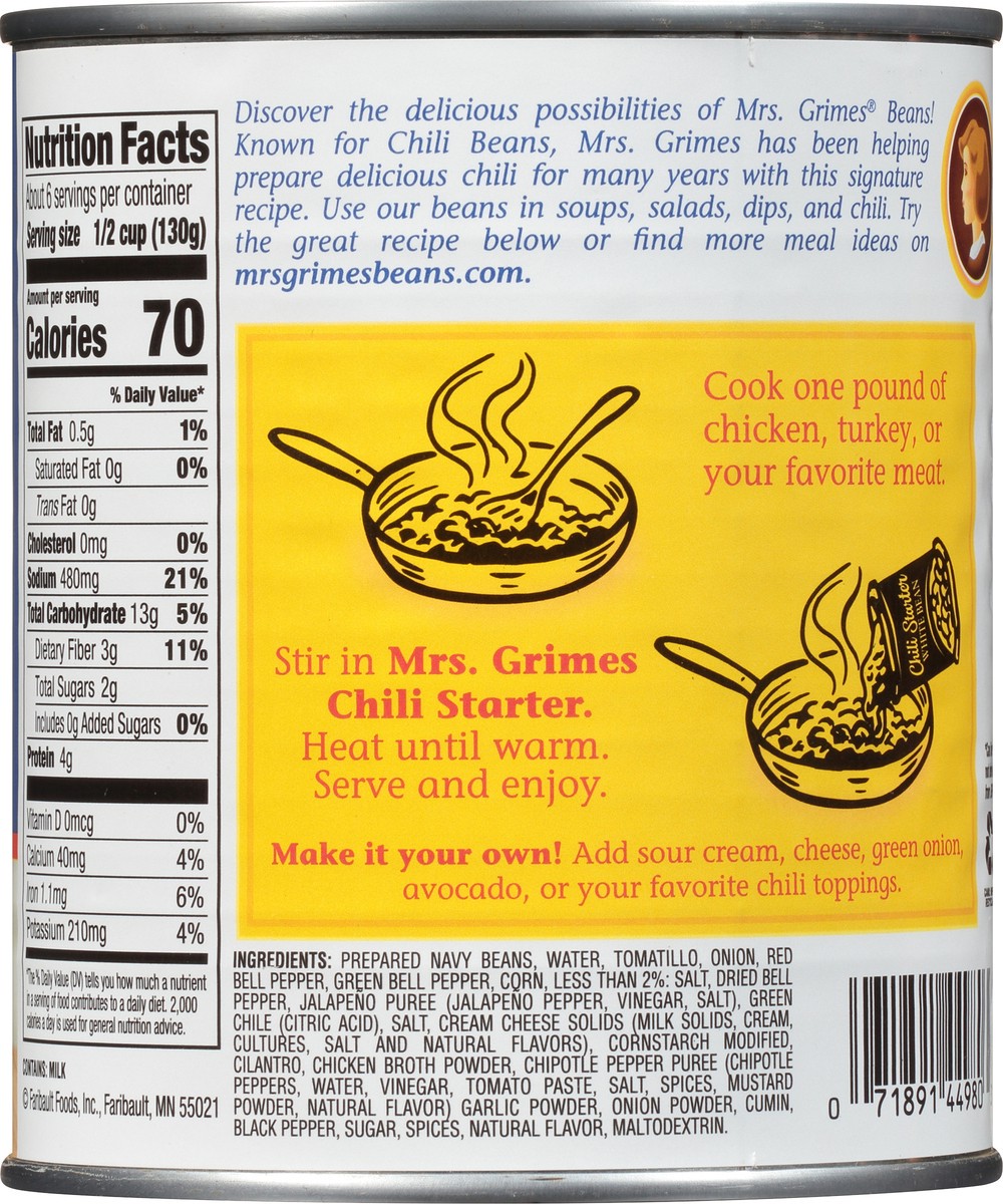 slide 11 of 13, Mrs. Grimes White Bean Chili Starter 29 oz, 29 oz