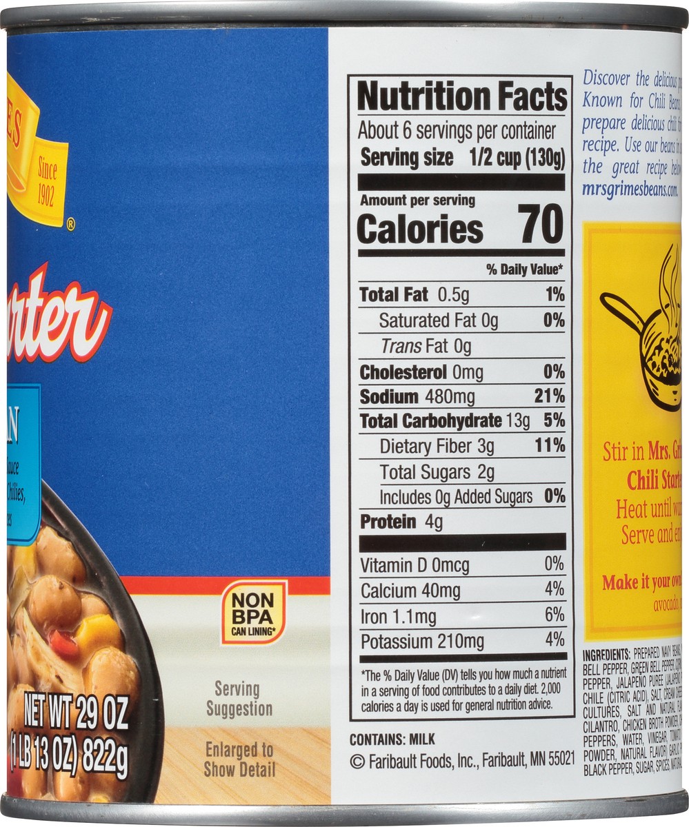 slide 6 of 13, Mrs. Grimes White Bean Chili Starter 29 oz, 29 oz