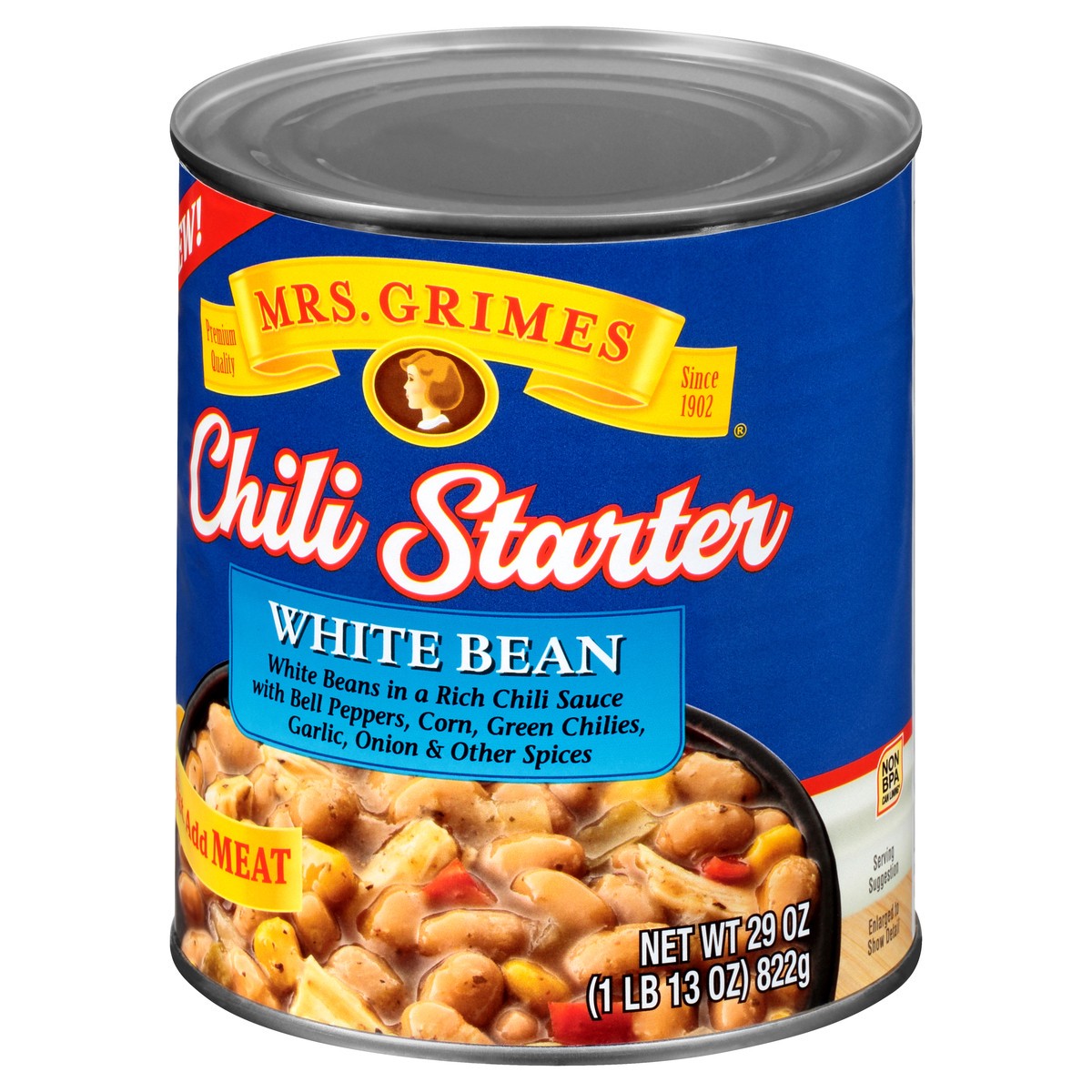 slide 2 of 13, Mrs. Grimes White Bean Chili Starter 29 oz, 29 oz
