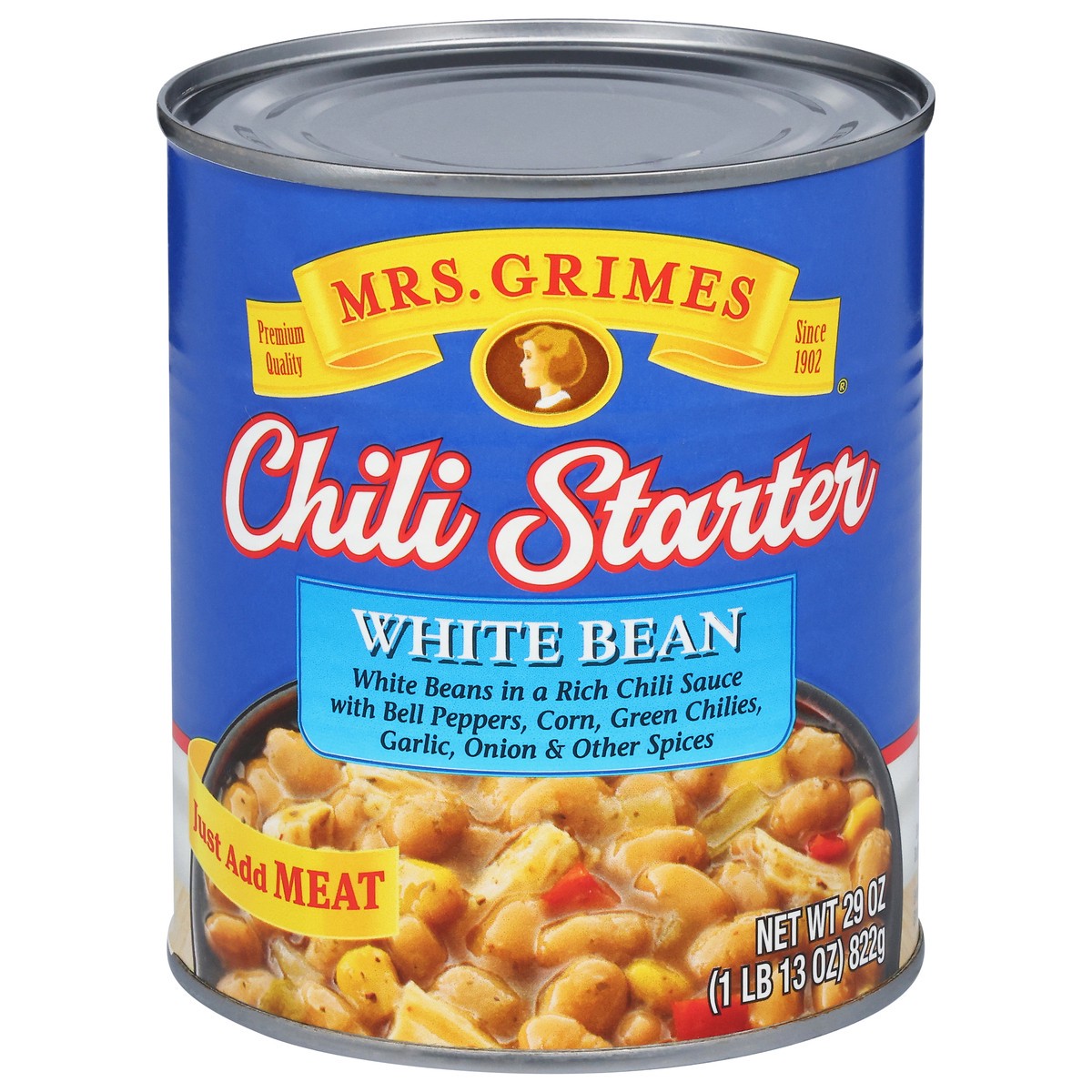 slide 1 of 13, Mrs. Grimes White Bean Chili Starter 29 oz, 29 oz