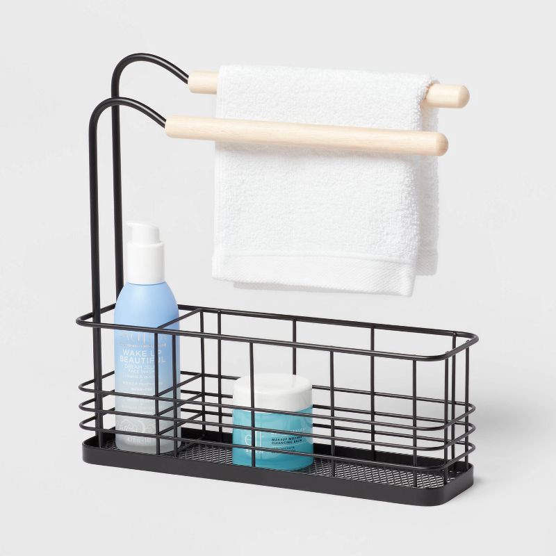 Wire Bath Caddy with Wood Hangbars Black - Brightroom™ 1 ct | Shipt