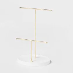 Two Bar Jewelry Organizer Brass - Brightroom™: Gold Iron Jewelry Holder for Bathroom, 11" Height, 7" Width