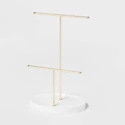 Two Bar Jewelry Organizer Brass - Brightroom™: Gold Iron Jewelry Holder for Bathroom, 11" Height, 7" Width