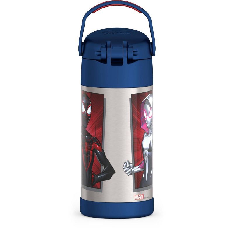 slide 4 of 9, Thermos Kids' 12oz Stainless Steel FUNtainer Water Bottle with Bail Handle - Spider-Man, 12 oz