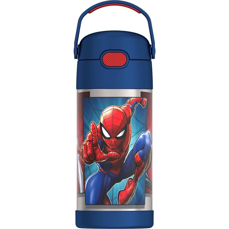 slide 1 of 9, Thermos Kids' 12oz Stainless Steel FUNtainer Water Bottle with Bail Handle - Spider-Man, 12 oz
