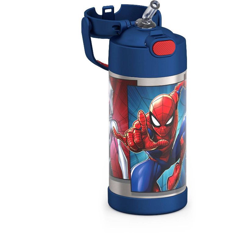 slide 5 of 9, Thermos Kids' 12oz Stainless Steel FUNtainer Water Bottle with Bail Handle - Spider-Man, 12 oz