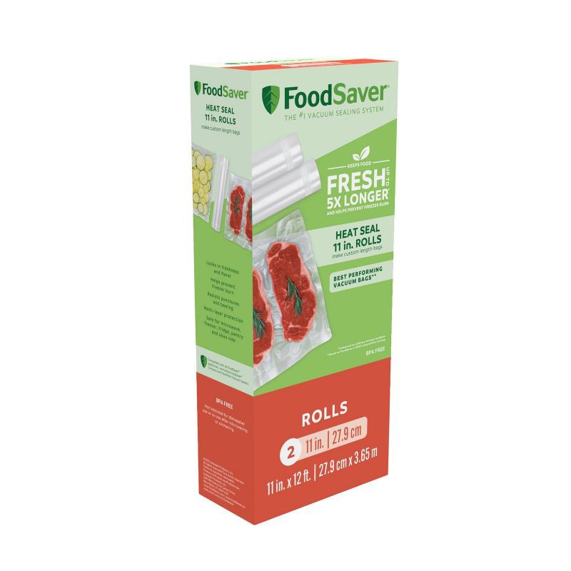 slide 1 of 3, FoodSaver 11" x 12' Vacuum Seal Roll 2pk, 2 ct