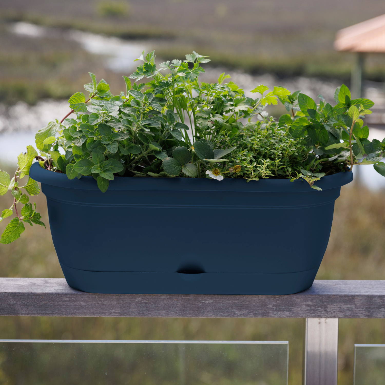 slide 2 of 2, Lucca 18" Window Box Planter Navy, 18 in