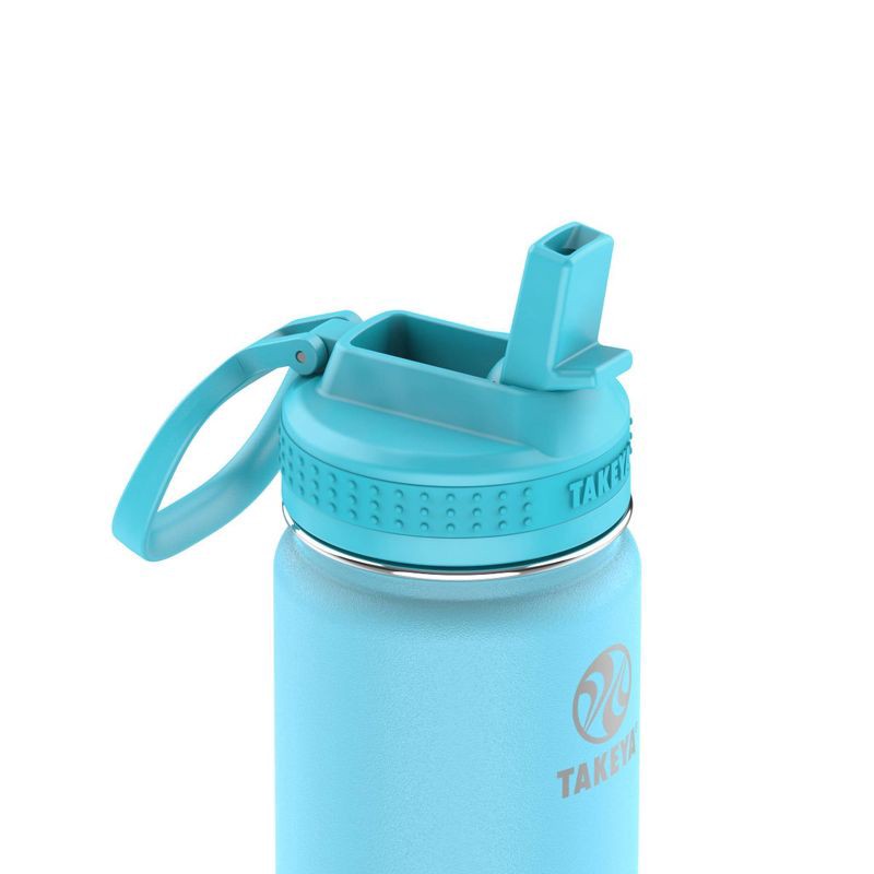 slide 5 of 6, Takeya 18oz Glow-in-the-Dark Insulated SS Water Bottle with Straw Lid - Glow Worm Blue, 1 ct