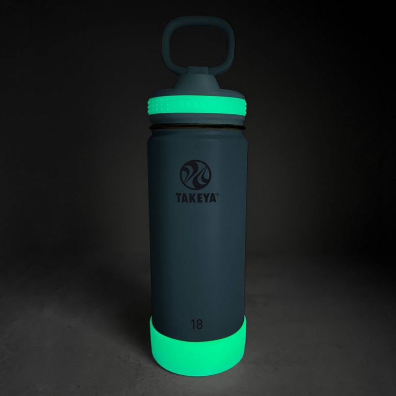 slide 6 of 6, Takeya 18oz Glow-in-the-Dark Insulated SS Water Bottle with Straw Lid - Glow Worm Blue, 1 ct