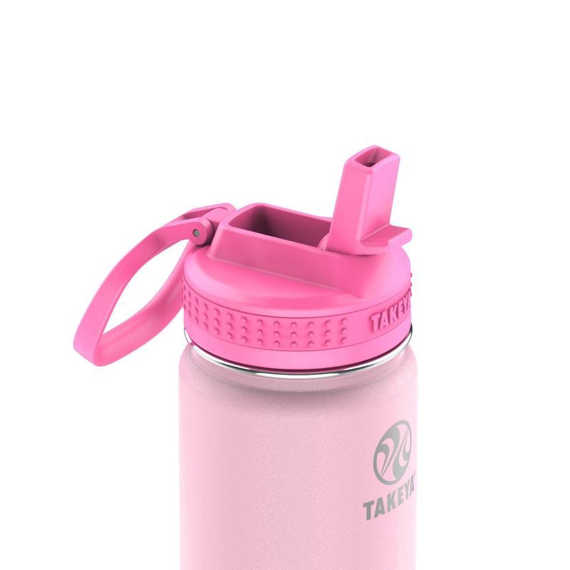 slide 4 of 7, Takeya 18oz Glow-in-the-Dark Insulated SS Water Bottle with Straw Lid - Summer Glow Pink, 1 ct