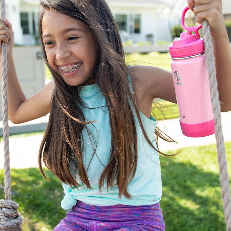 slide 6 of 7, Takeya 18oz Glow-in-the-Dark Insulated SS Water Bottle with Straw Lid - Summer Glow Pink, 1 ct