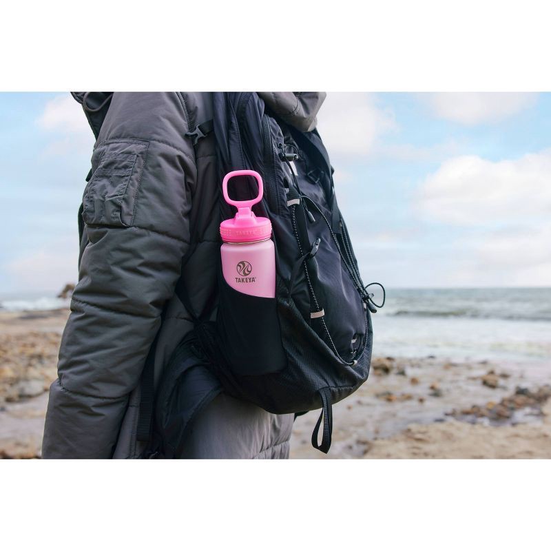 slide 3 of 7, Takeya 18oz Glow-in-the-Dark Insulated SS Water Bottle with Straw Lid - Summer Glow Pink, 1 ct