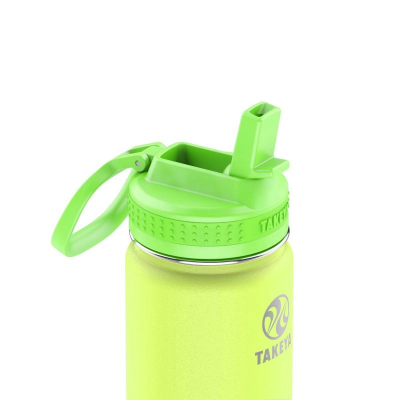 slide 3 of 6, Takeya 18oz Glow-in-the-Dark Insulated SS Water Bottle with Straw Lid - Lightening Green, 1 ct