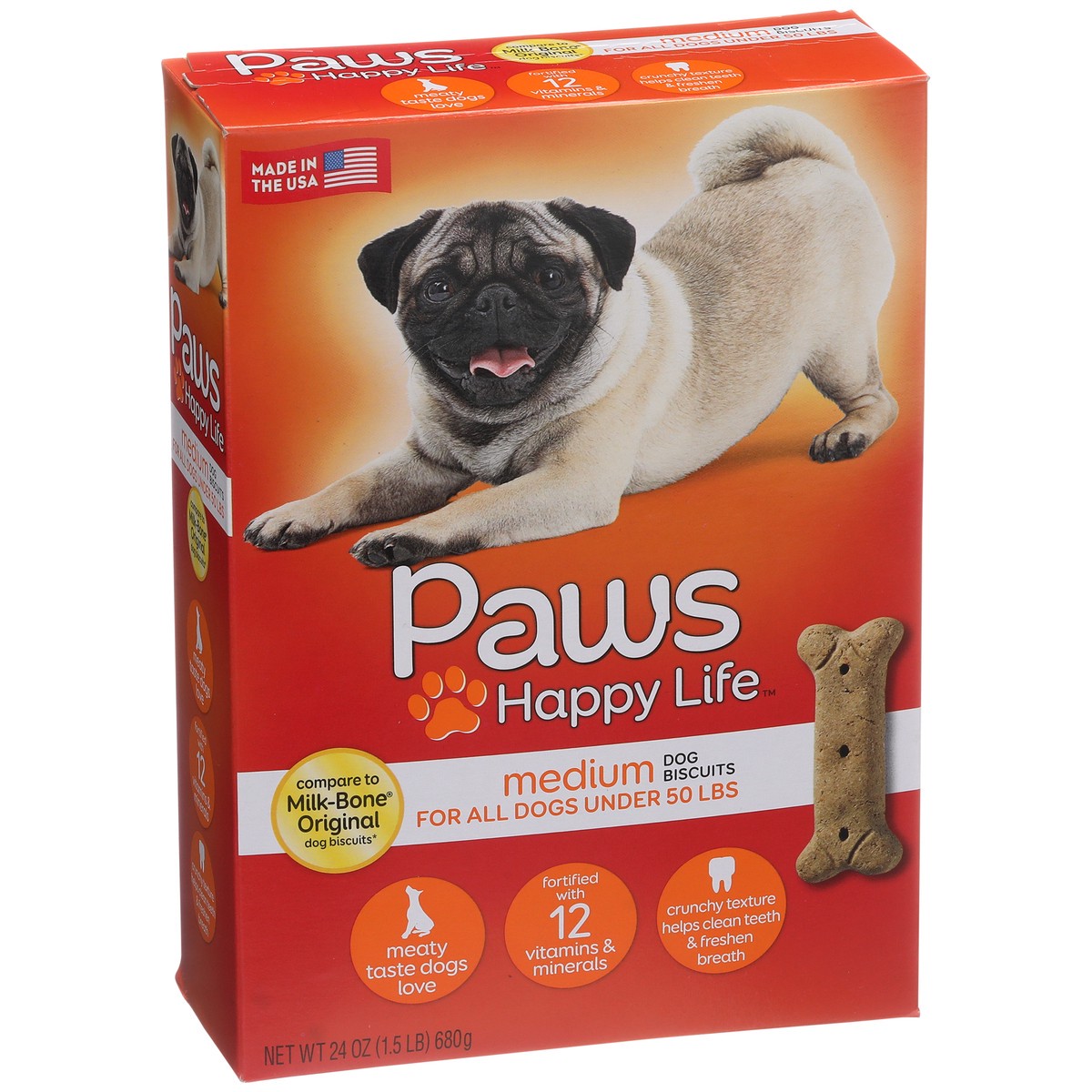 slide 6 of 11, Paws Happy Life Medium Dog Biscuits For All Dogs Under 50 Lbs, 24 oz