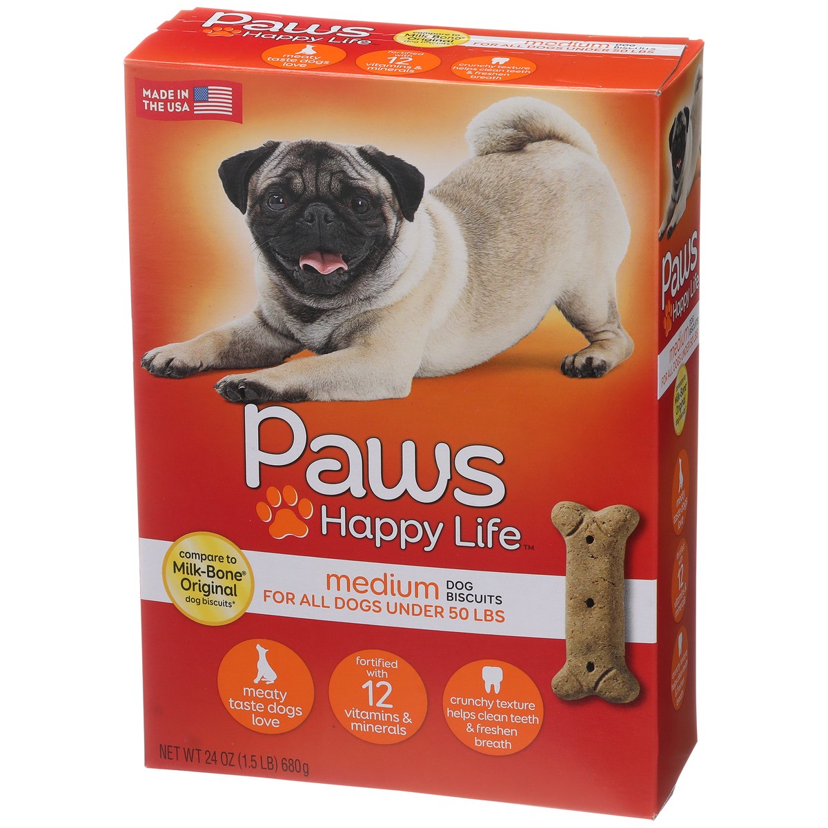 slide 9 of 11, Paws Happy Life Medium Dog Biscuits For All Dogs Under 50 Lbs, 24 oz