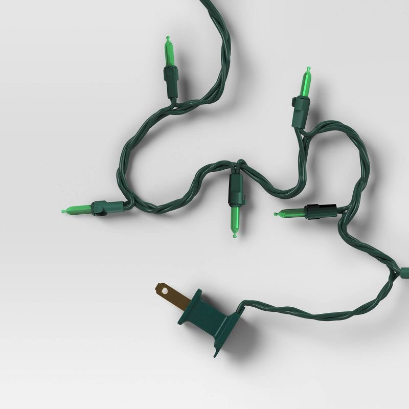 slide 4 of 4, 100ct LED Smooth Mini Christmas String Lights Green with Green Wire - Wondershop™, 100 ct