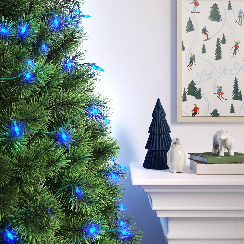 slide 2 of 4, 60ct LED Faceted C6 Christmas String Lights Blue with Green Wire - Wondershop™: Indoor Outdoor, UL Listed, 19.67ft, 60 ct, 19.67 ft