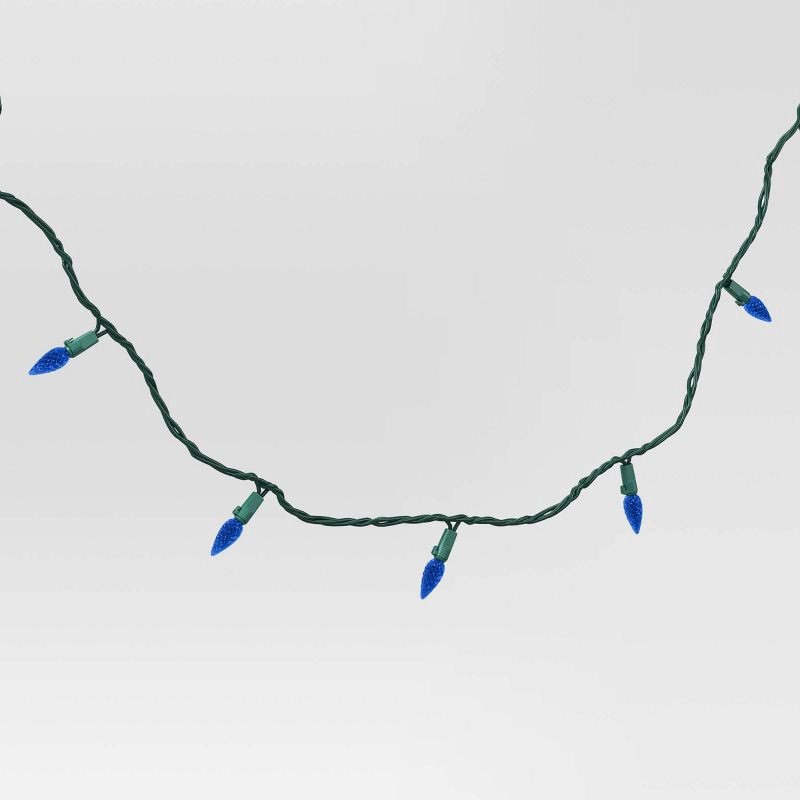 slide 3 of 4, 60ct LED Faceted C6 Christmas String Lights Blue with Green Wire - Wondershop™: Indoor Outdoor, UL Listed, 19.67ft, 60 ct, 19.67 ft