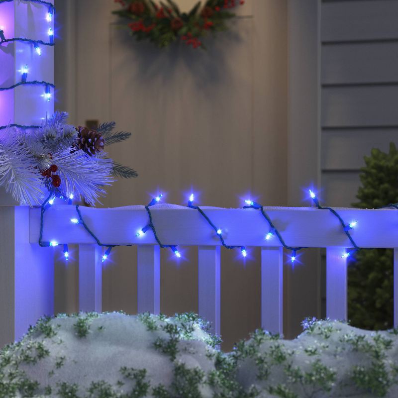slide 2 of 4, 100ct LED Smooth Mini Christmas String Lights Light Blue with Green Wire - Wondershop™: Indoor/Outdoor, UL Listed, 100 ct